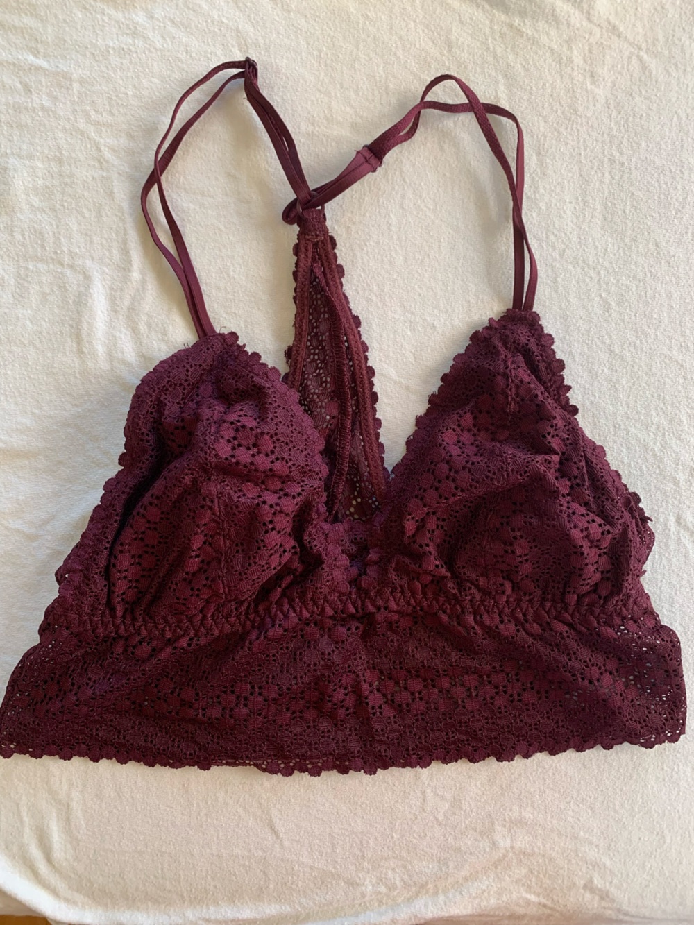 aerie Maroon Floral Lace Bralette